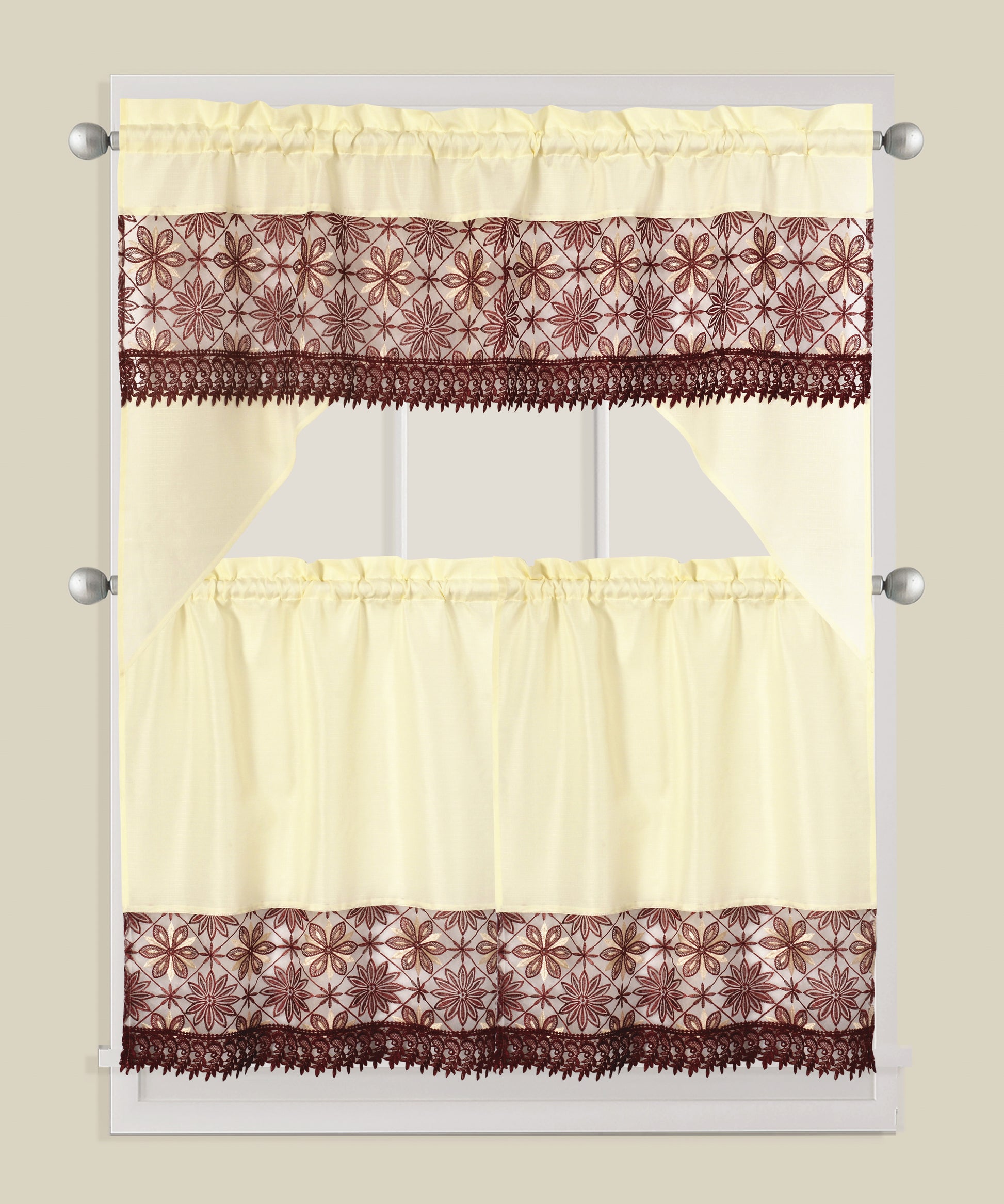 3 Piece - Kitchen Curtain - Lydia - Glory Home Design