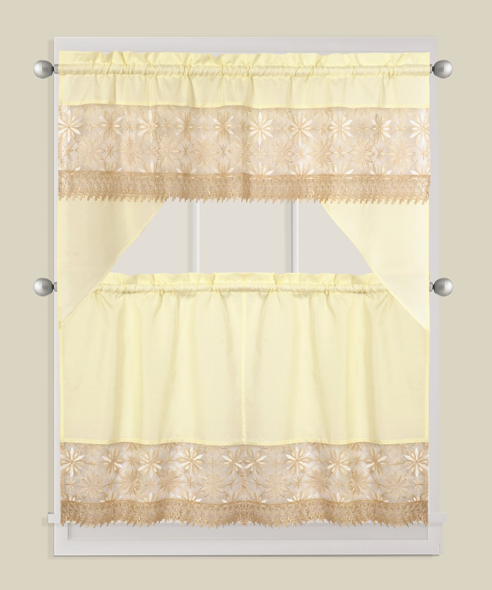 3 Piece - Kitchen Curtain - Lydia - Glory Home Design