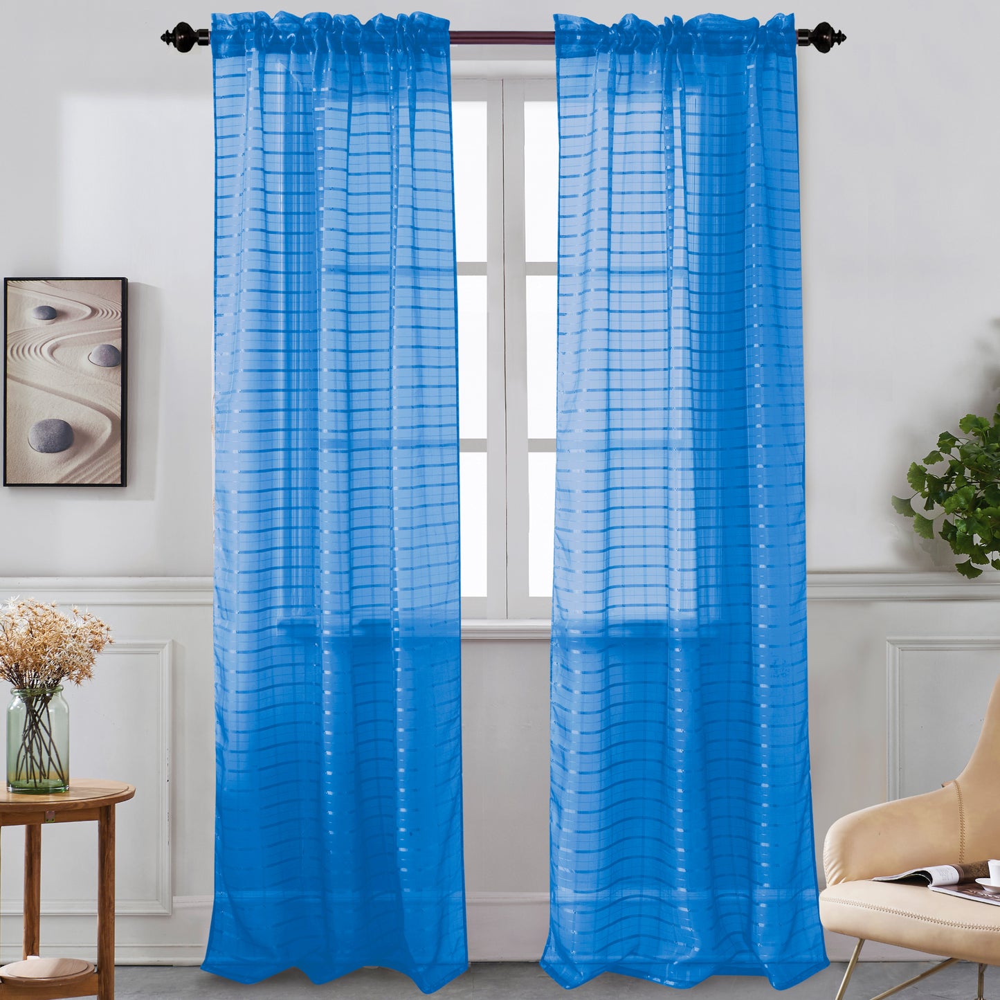 Nancy - Rod Pocket Sheer Panel - Set of Two - Assorted Colors - Glory Home Design