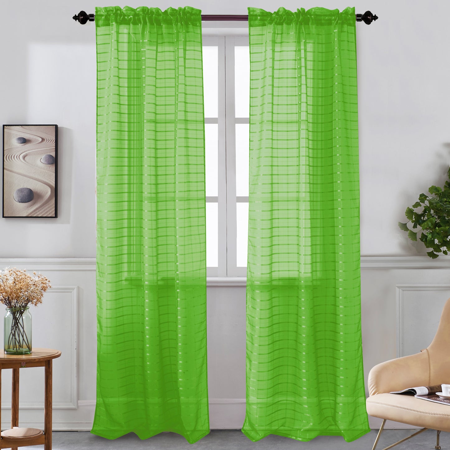 Nancy - Rod Pocket Sheer Panel - Set of Two - Assorted Colors - Glory Home Design