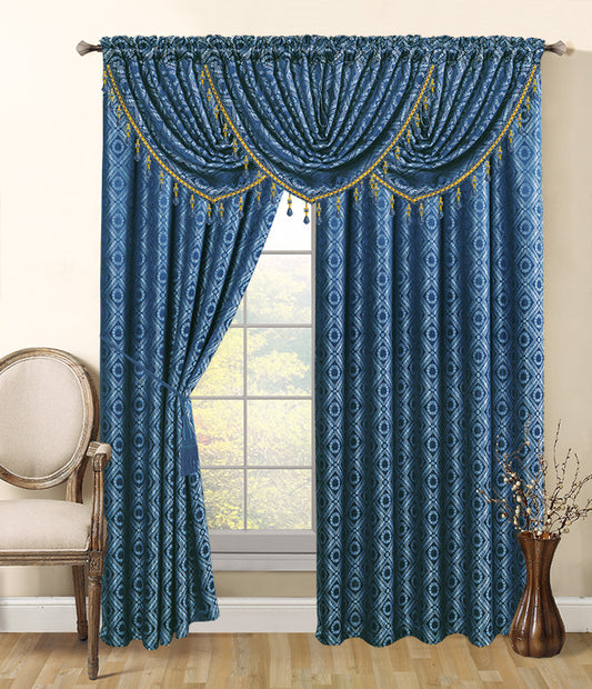 Mia Complete Set 2 Panels & 3 Valances - - Glory Home Design