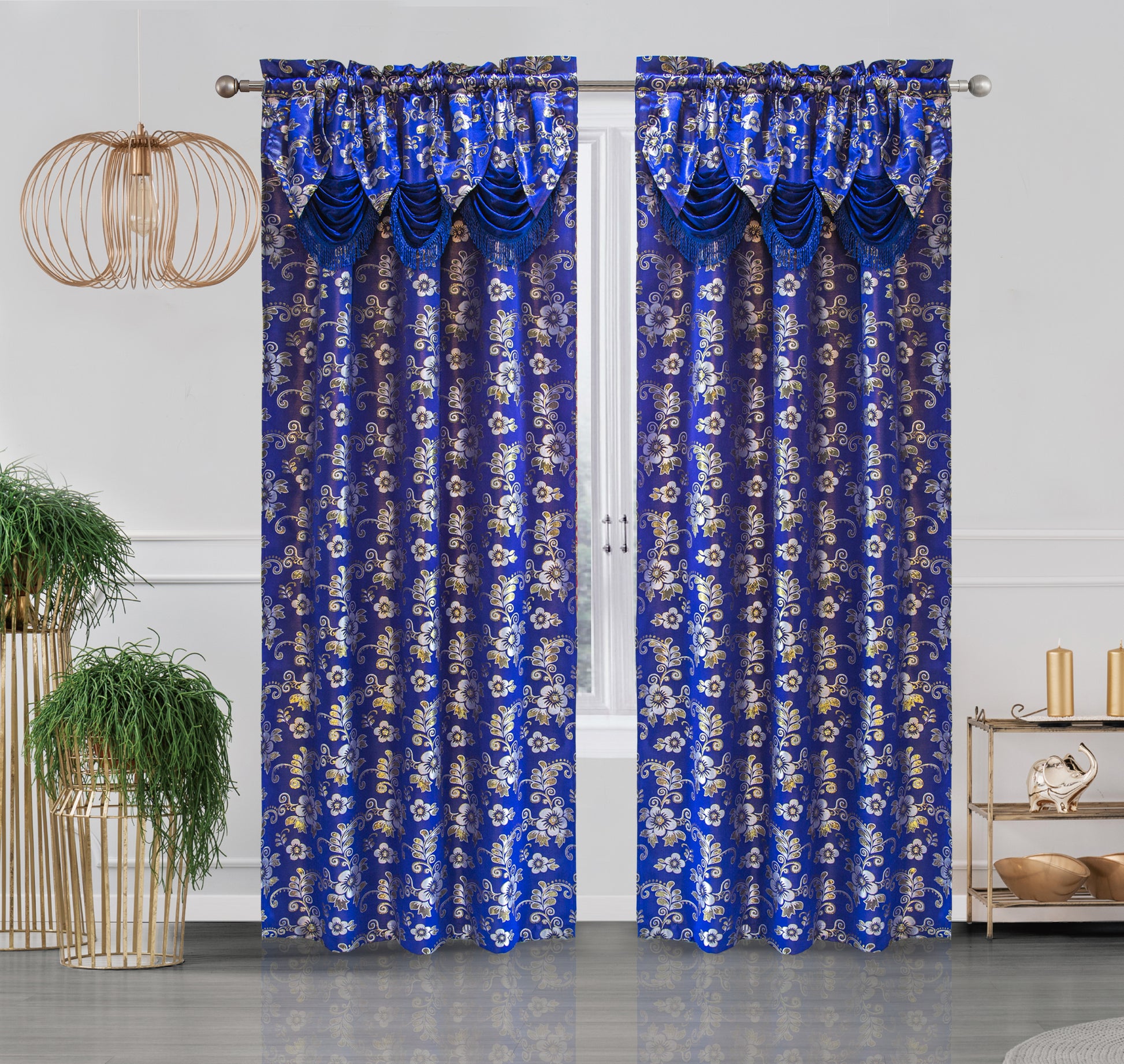 Betheny Jacquard Curtain with Attached Valance - Glory Home Design