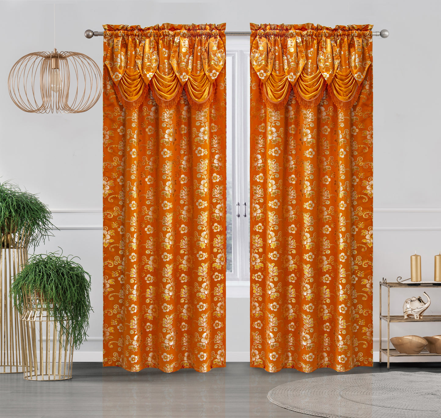 Betheny Jacquard Curtain with Attached Valance - Glory Home Design