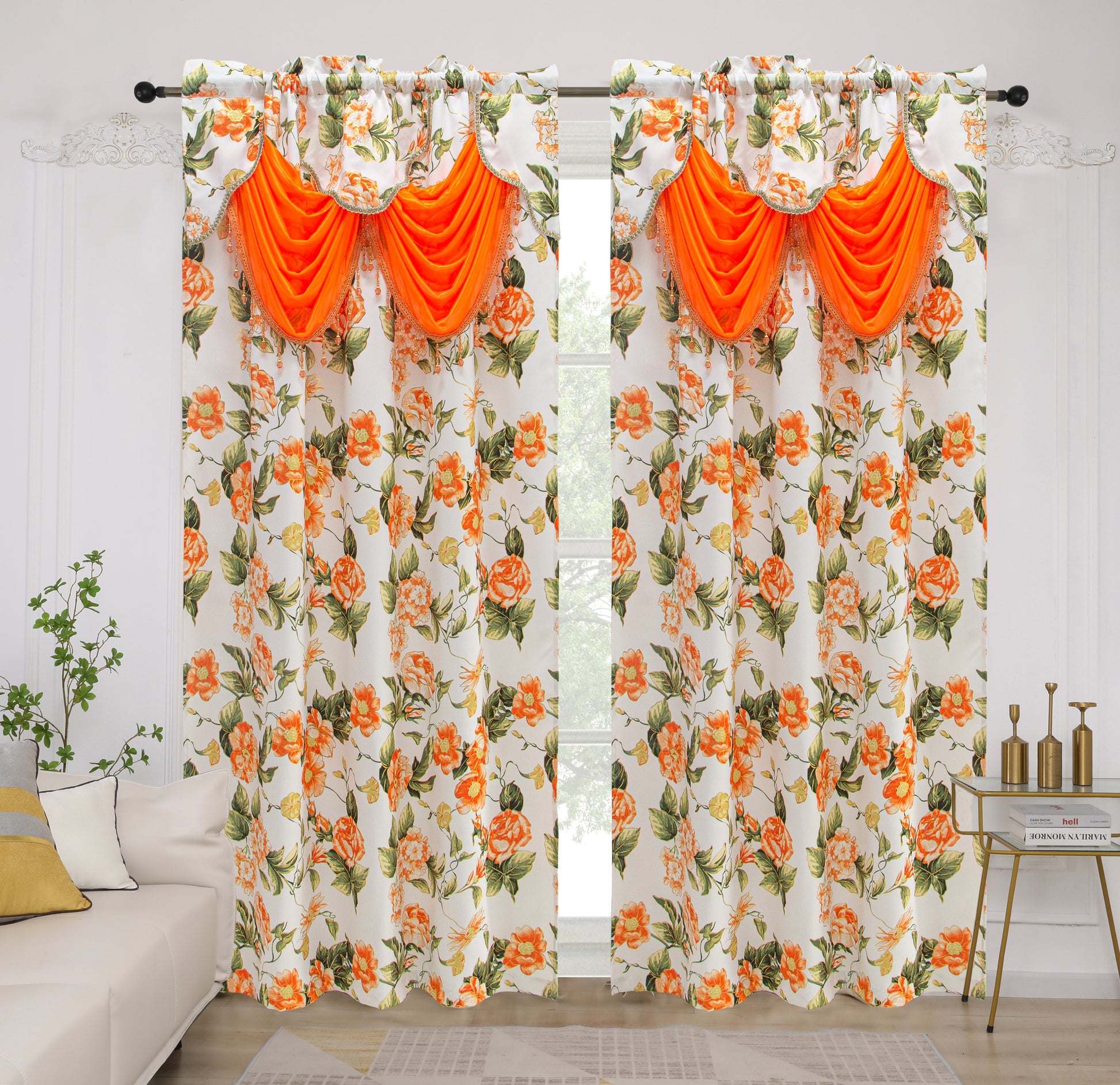 Jamie - Printed Blackout Panel with Attached Valance - Glory Home Design