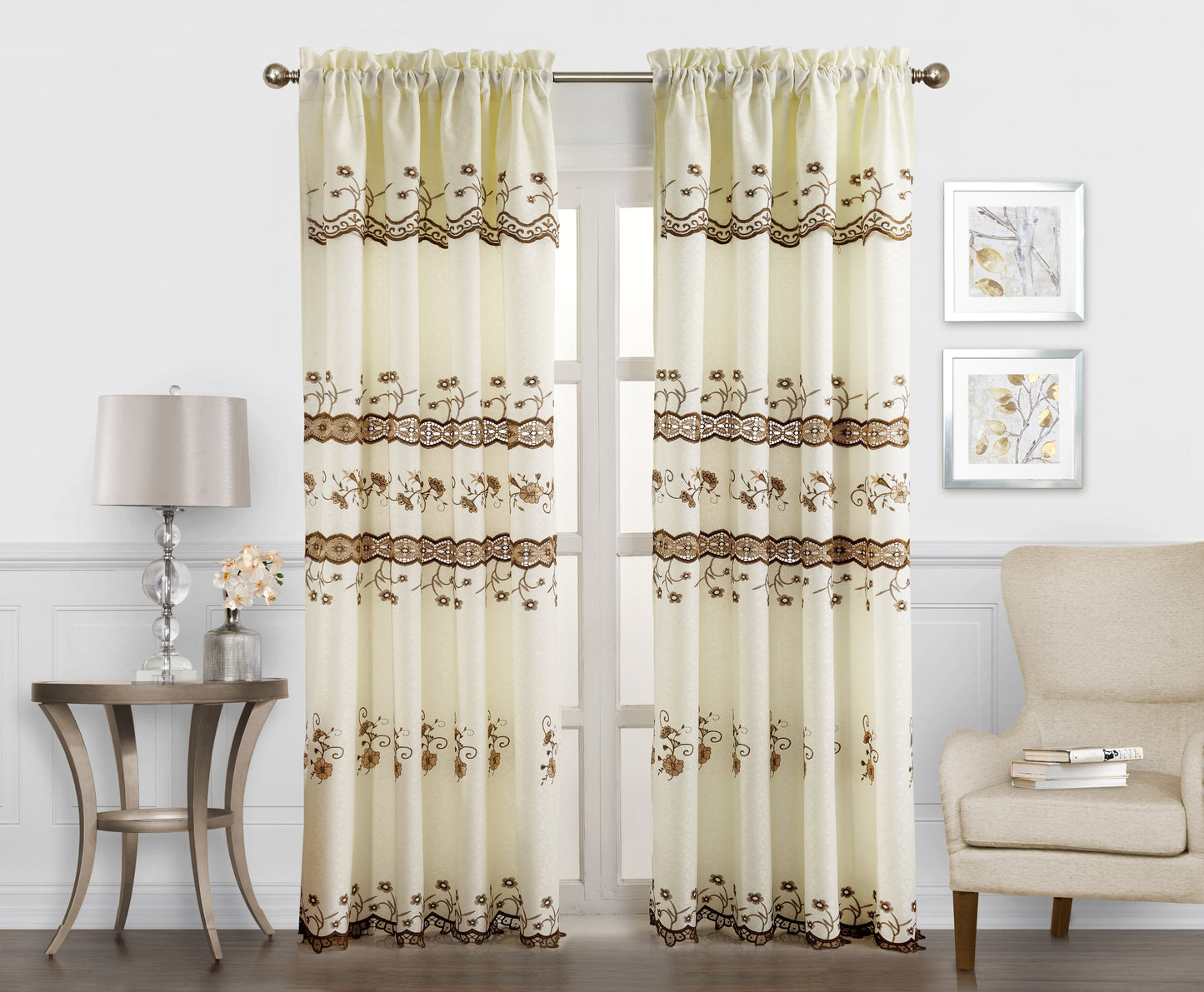 Penelope - Embroidered Macrame Jacquard Panel with Valance - Glory Home Design