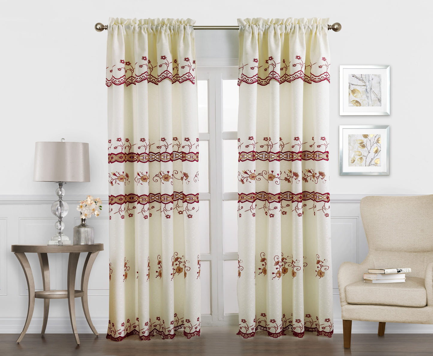 Penelope - Embroidered Macrame Jacquard Panel with Valance - Glory Home Design