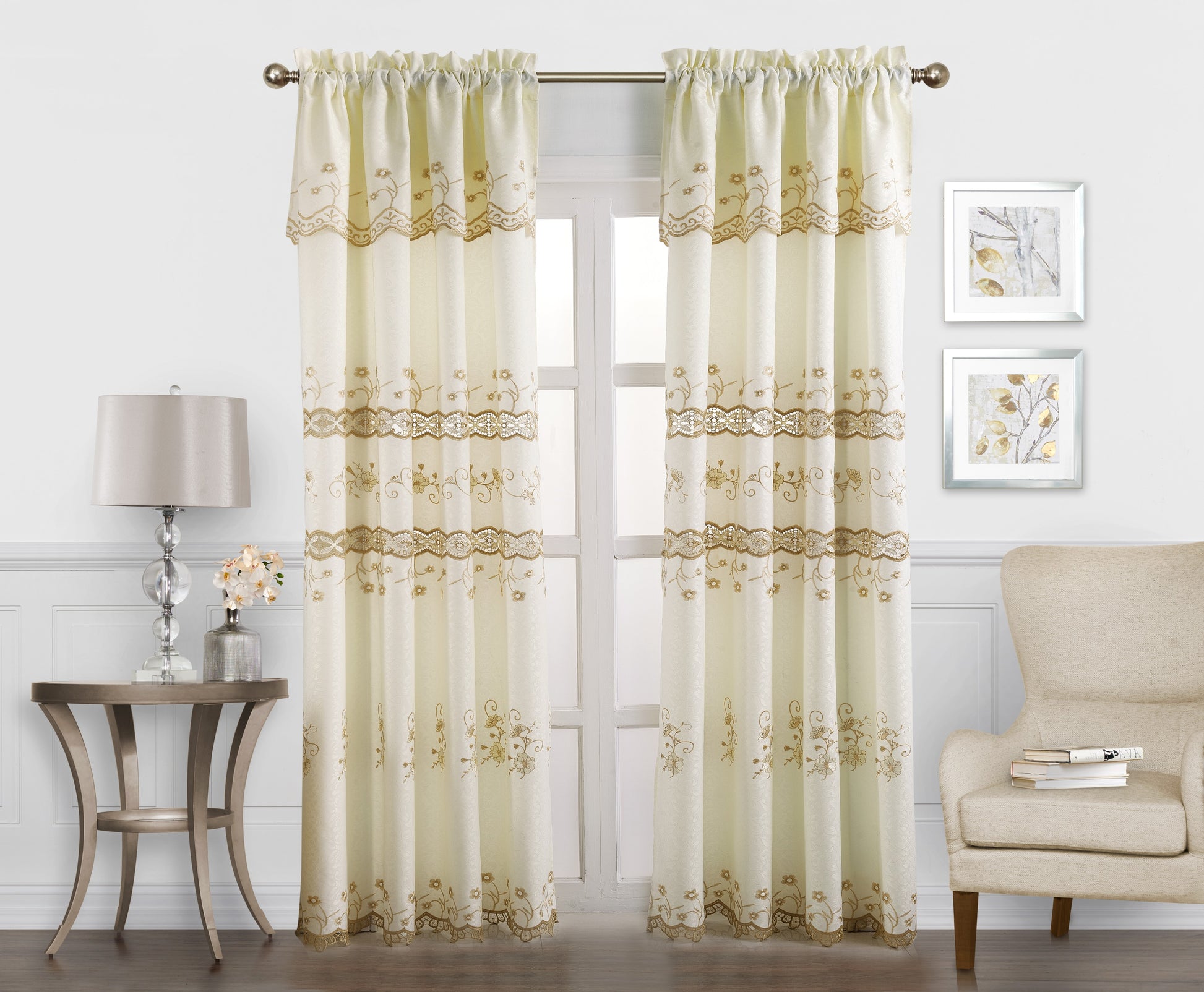 Penelope - Embroidered Macrame Jacquard Panel with Valance - Glory Home Design