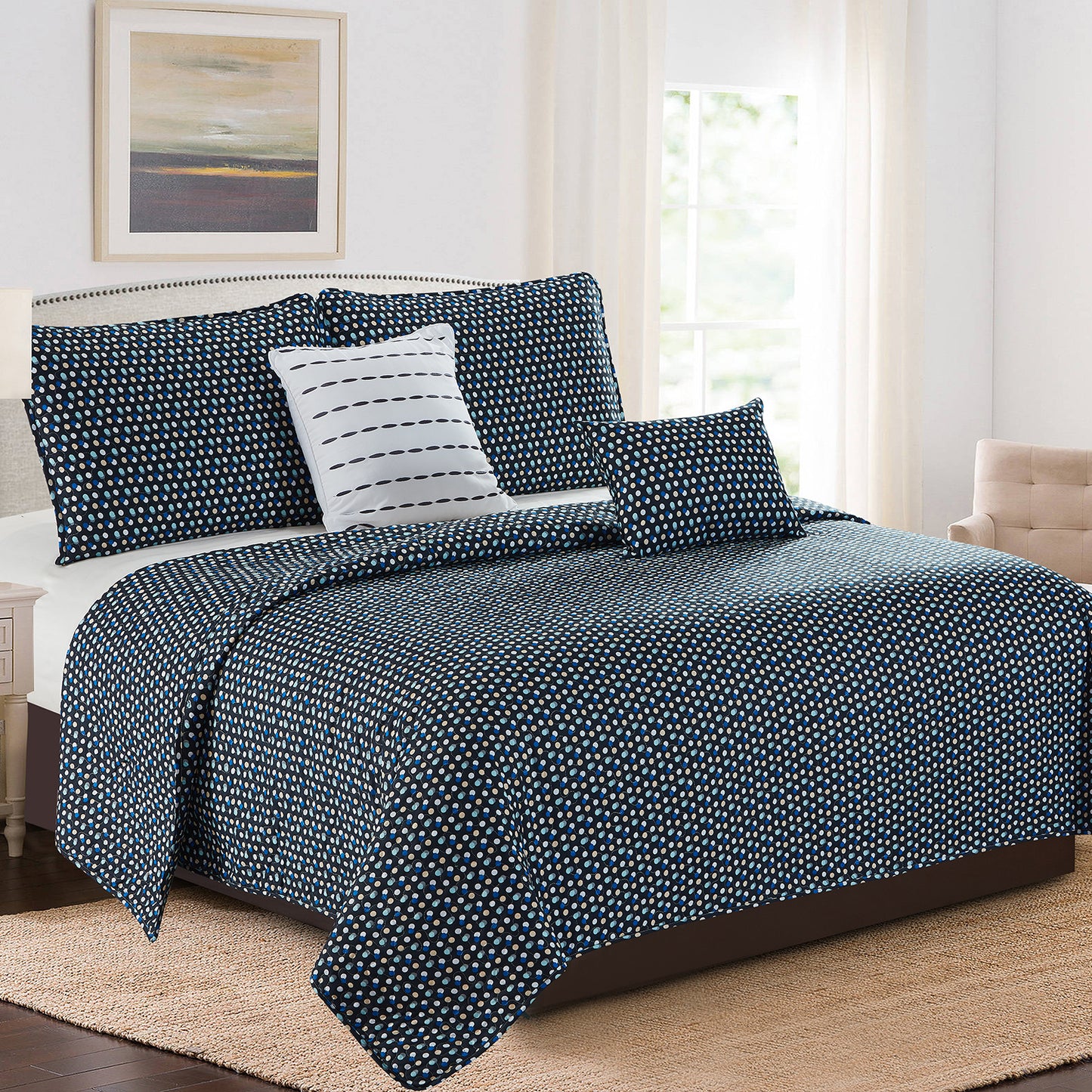 Karina - 5 Piece Quilt Set - Polka Dot Modern - Glory Home Design