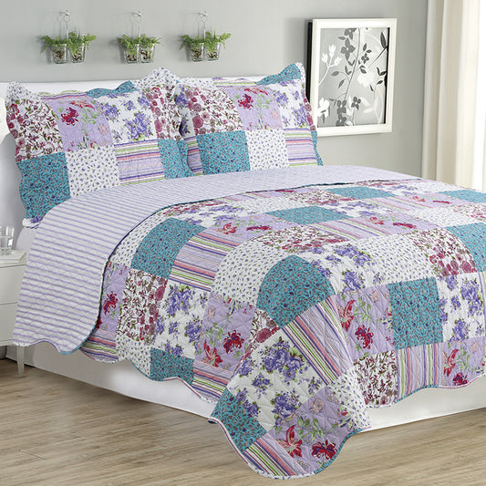 Kim - 3 Piece Quilt Set - Purple - Glory Home Design