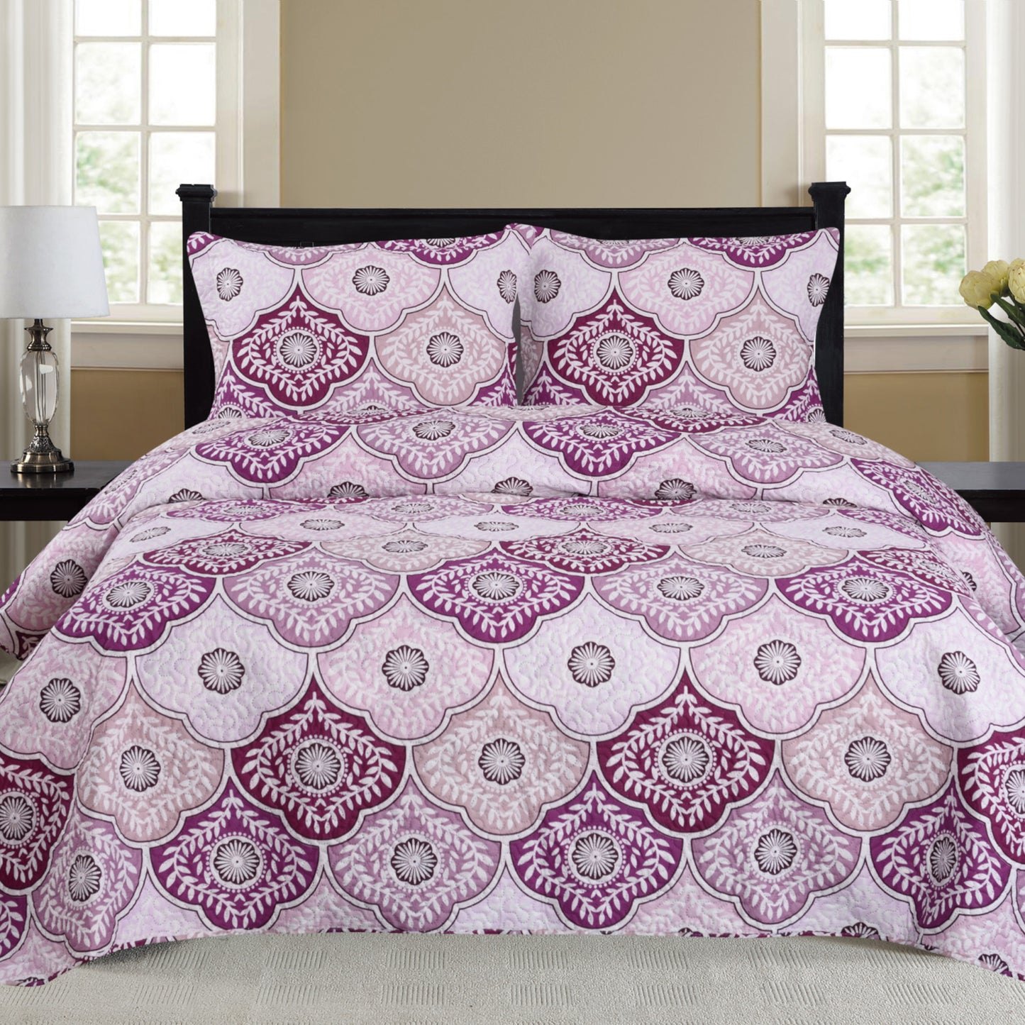 Nikki - 3 Piece Quilt Set - Purple - Glory Home Design