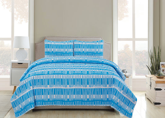 Rachel  - 3 Piece Quilt Set - Blue - Glory Home Design