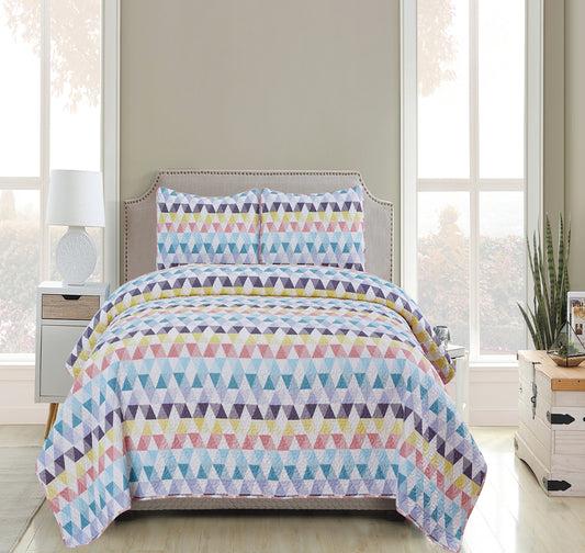 Rachel  - 3 Piece Quilt Set - Multicolor - Glory Home Design