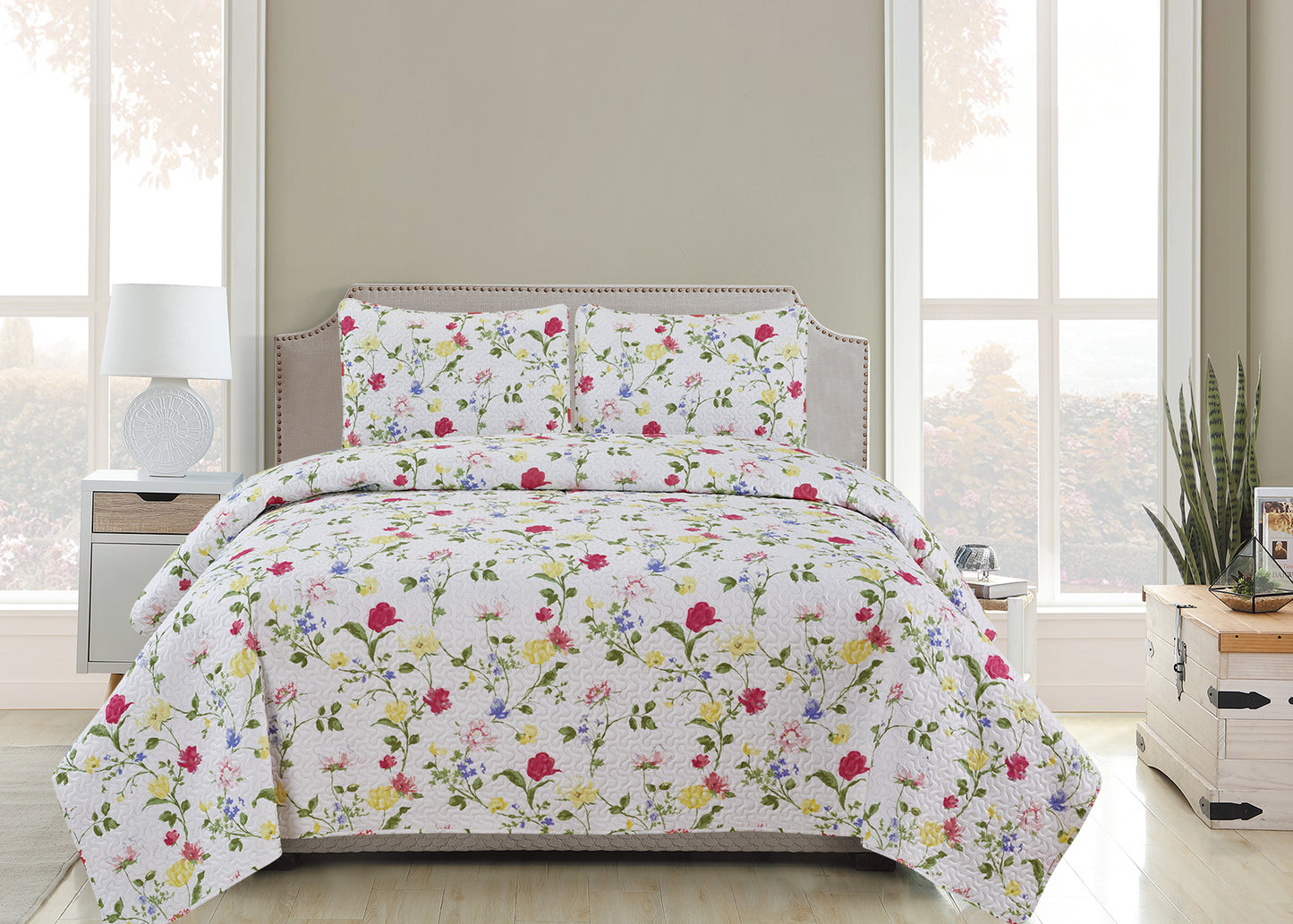 Rachel  - 3 Piece Quilt Set -Rose - Glory Home Design