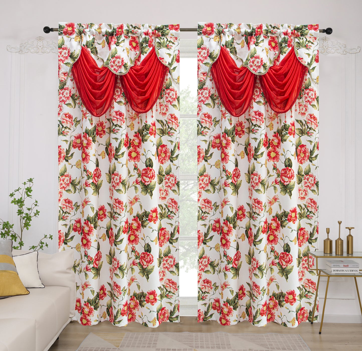 Jamie - Printed Blackout Panel with Attached Valance - Glory Home Design