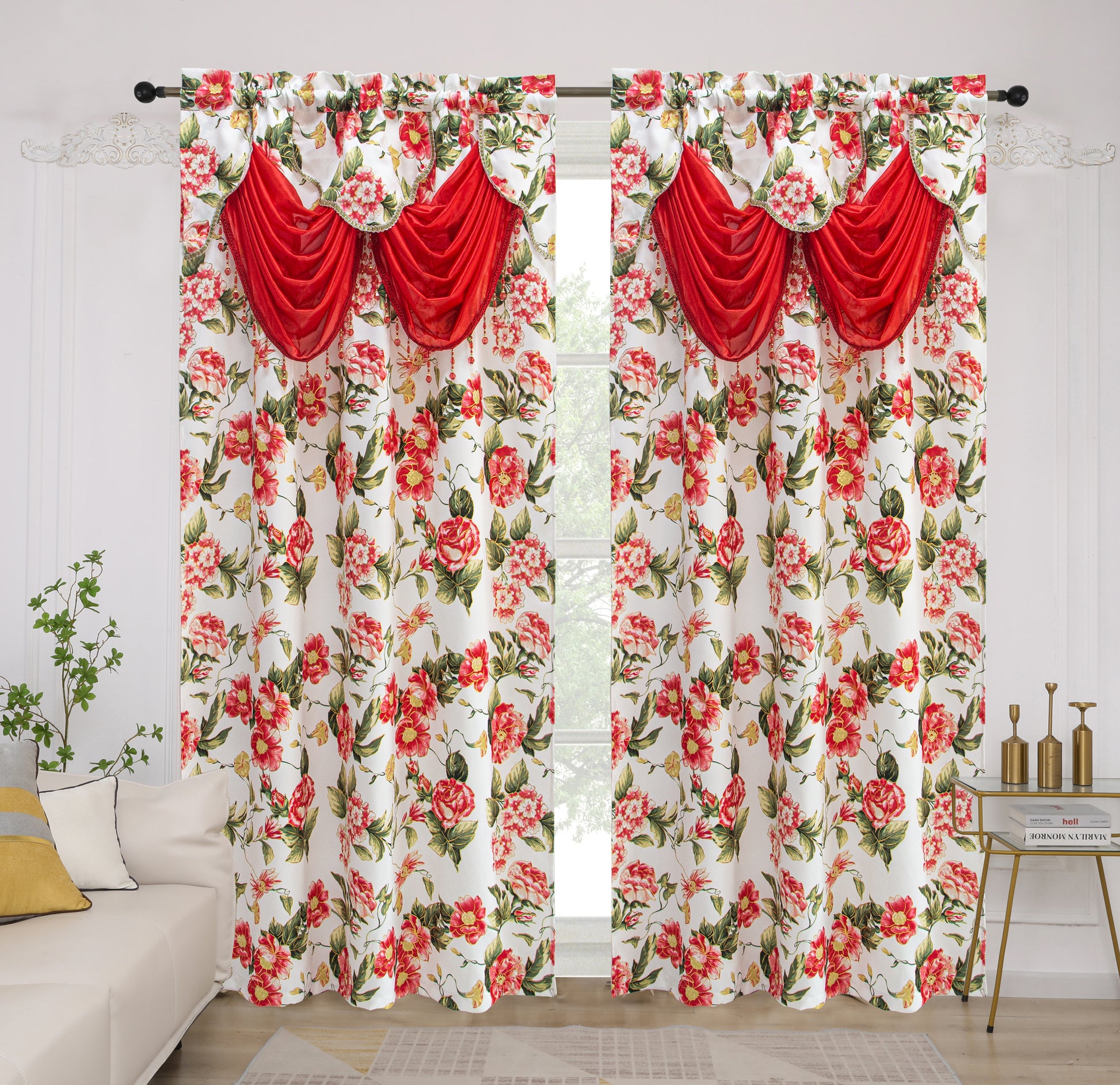 Jamie - Printed Blackout Panel with Attached Valance - Glory Home Design