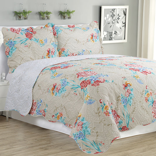 Kim - 3 Piece Quilt Set - Rose - Glory Home Design