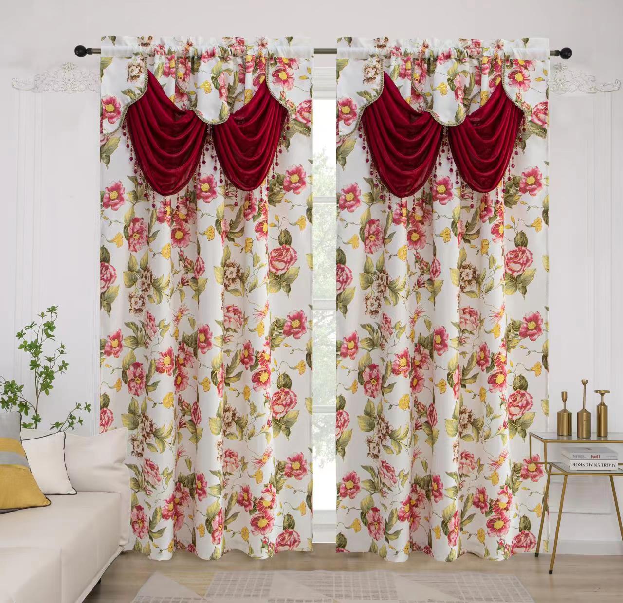 Jamie - Printed Blackout Panel with Attached Valance - Glory Home Design