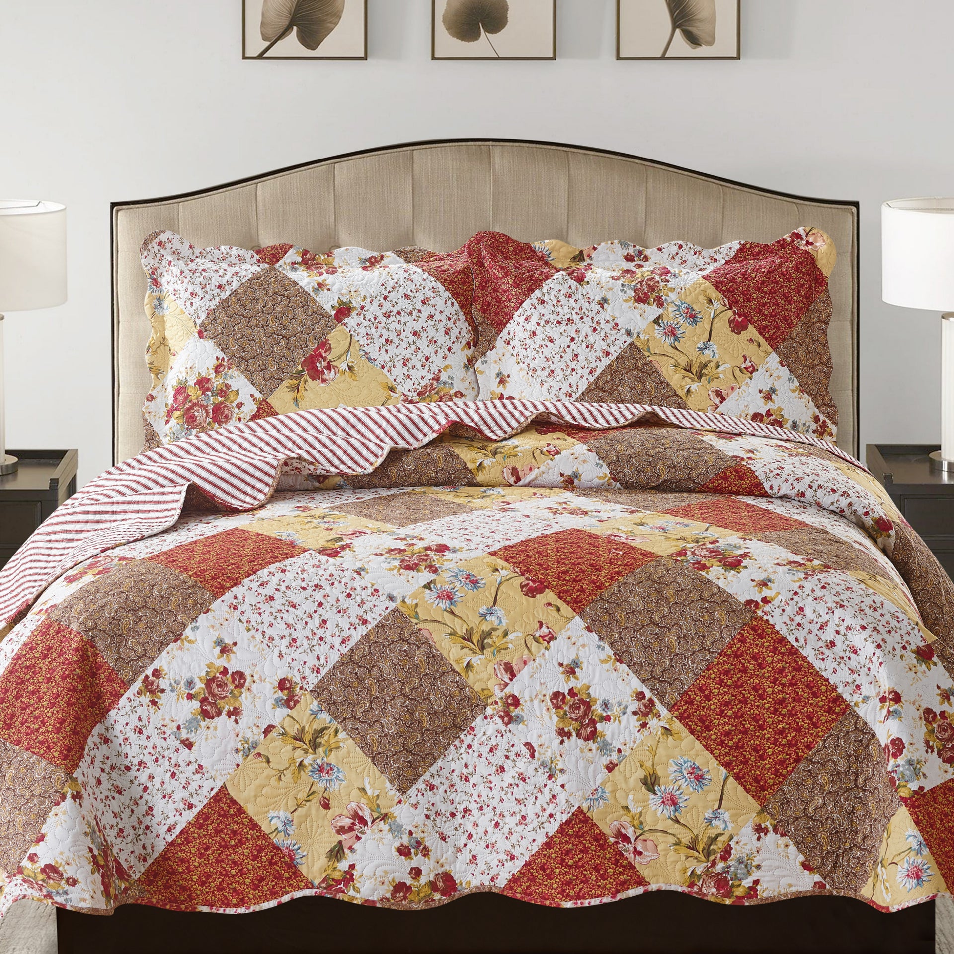 Suzy 3 Piece Quilt Set - Rust - Glory Home Design