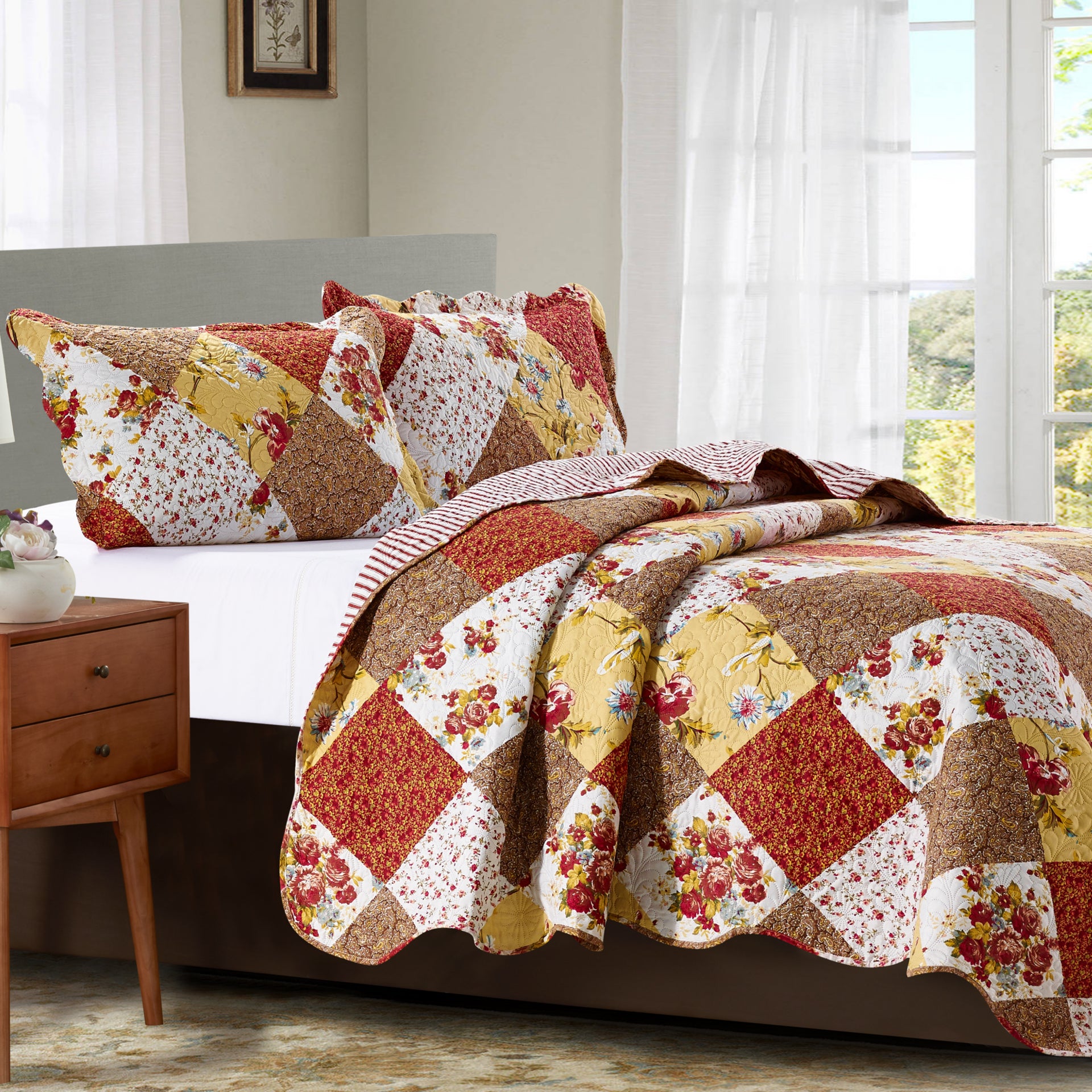 Suzy 3 Piece Quilt Set - Rust - Glory Home Design