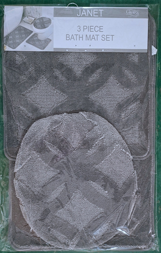 3 Piece Bathmat Set - Janet - Regular & Oversized - Glory Home Design