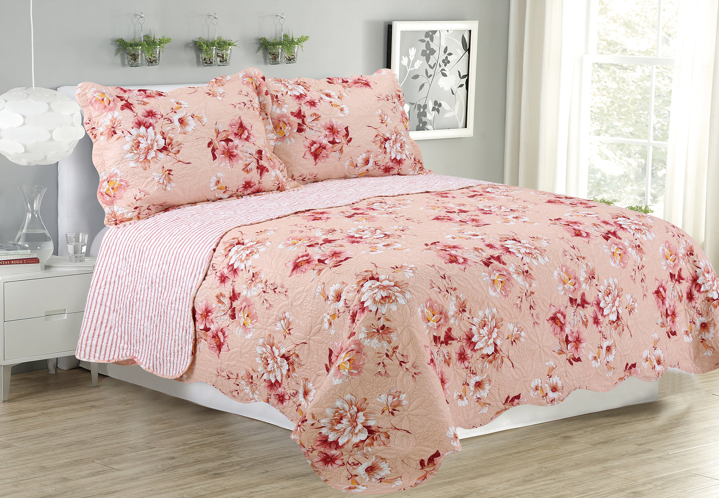 Suzy 3 Piece Quilt Set - Rose - Glory Home Design