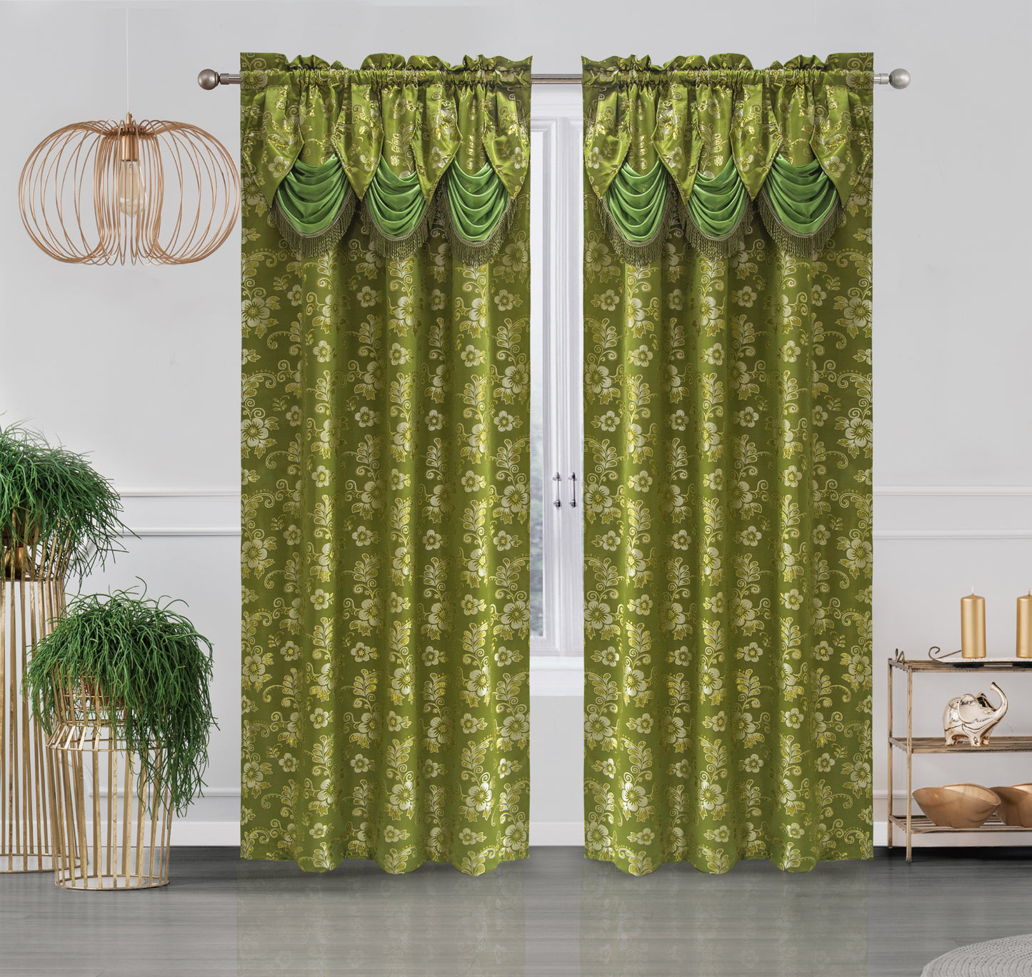 Betheny Jacquard Curtain with Attached Valance - Glory Home Design