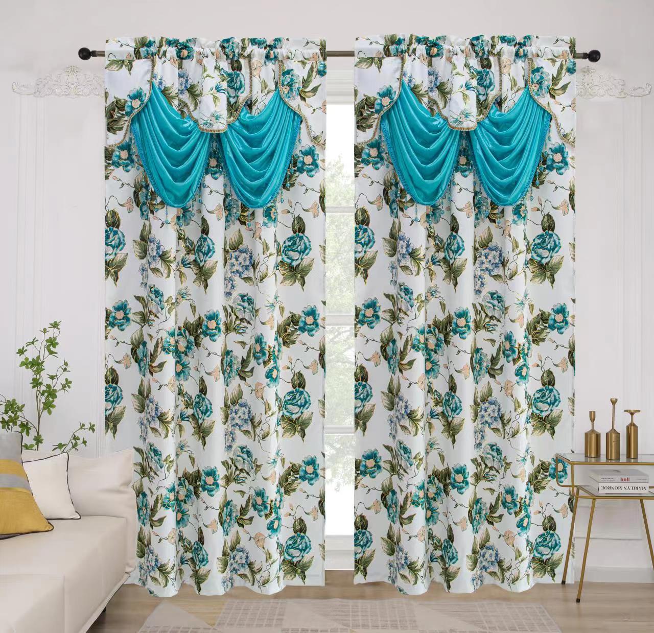 Jamie - Printed Blackout Panel with Attached Valance - Glory Home Design