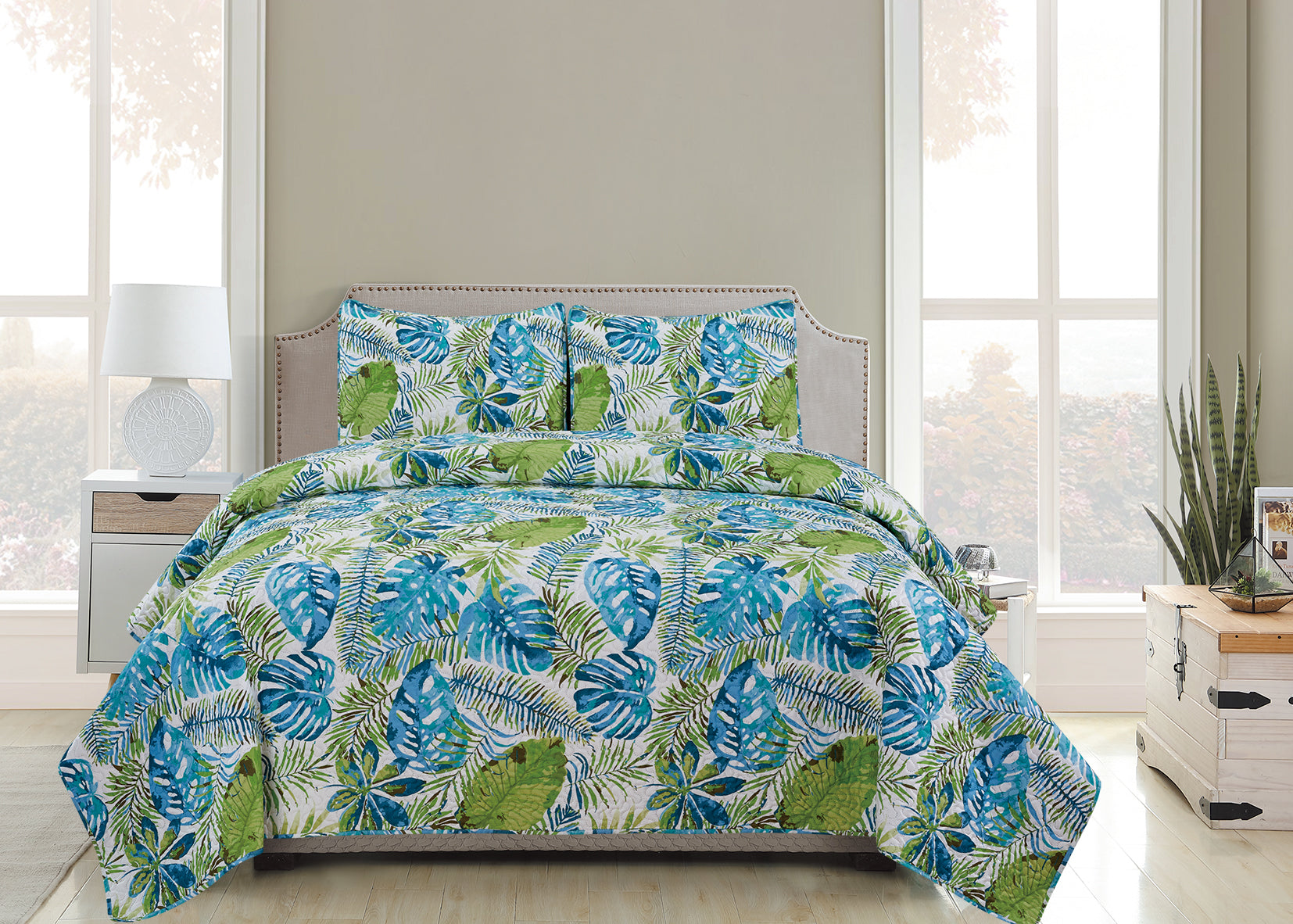 Vicky  - 3 Piece Quilt Set - Blue Sage - Glory Home Design