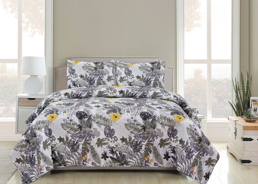 Vicky  - 3 Piece Quilt Set - Silver - Glory Home Design