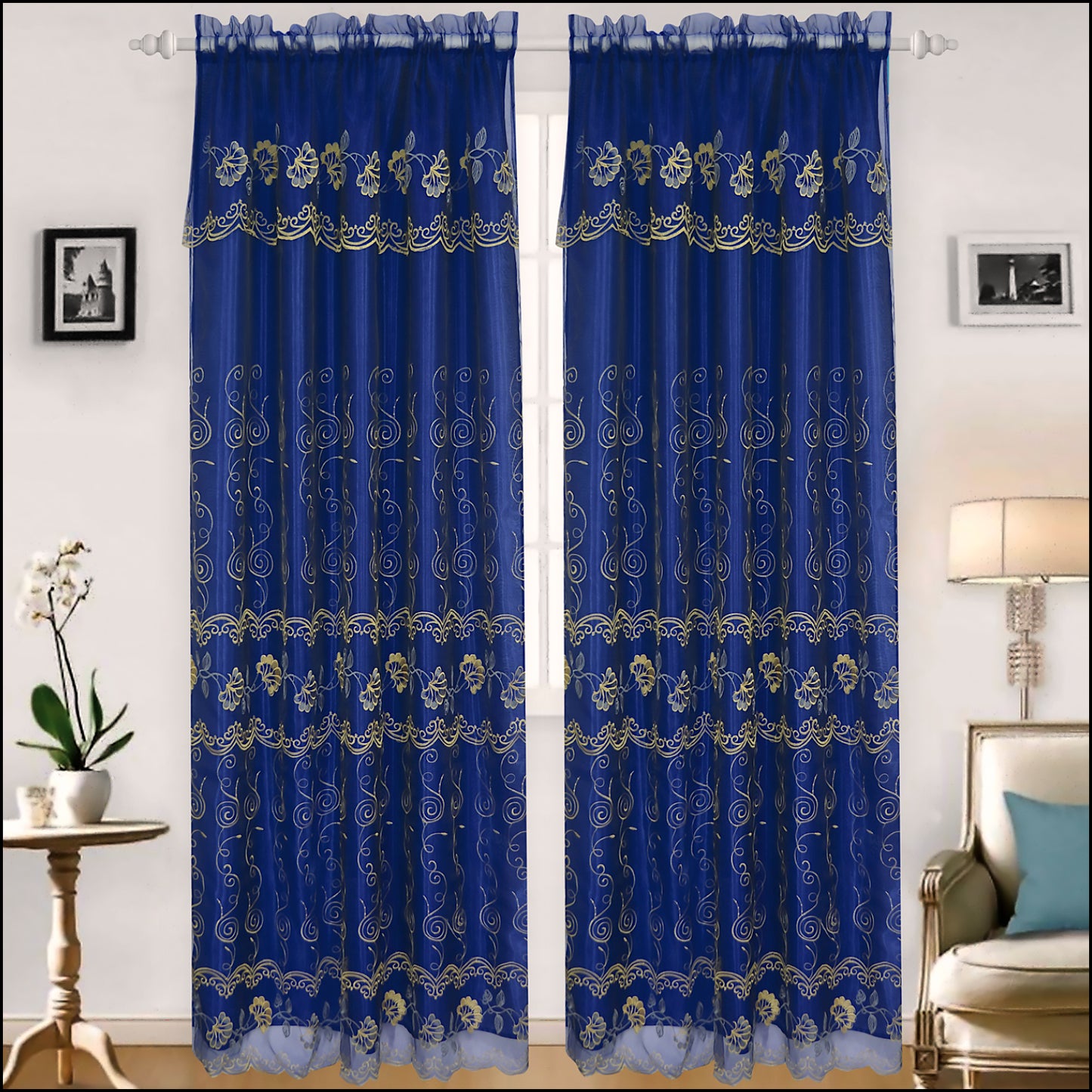 Bridget - Embroidered Panel With Backing - Set of Two - Assorted Colors - Glory Home Design