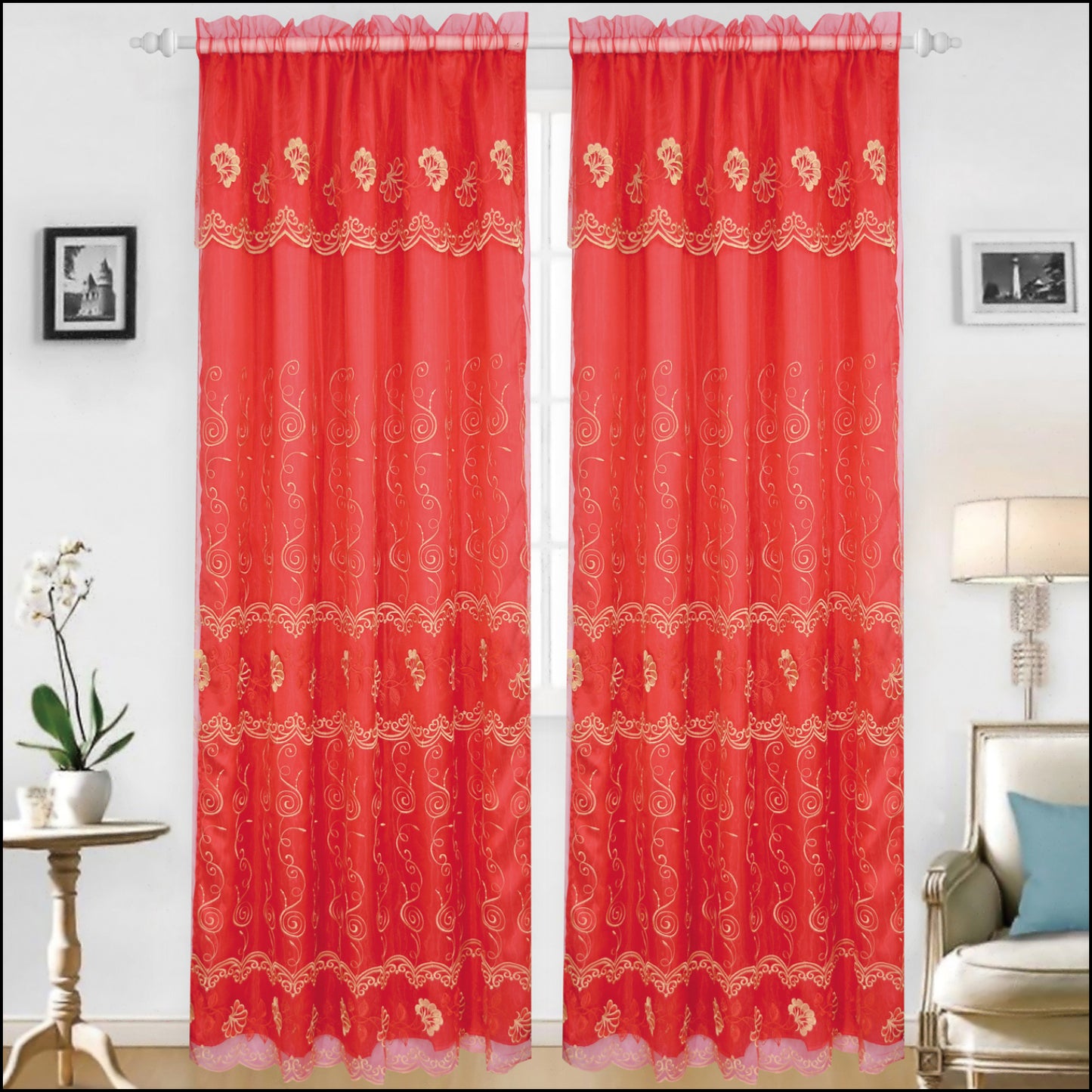 Bridget - Embroidered Panel With Backing - Set of Two - Assorted Colors - Glory Home Design