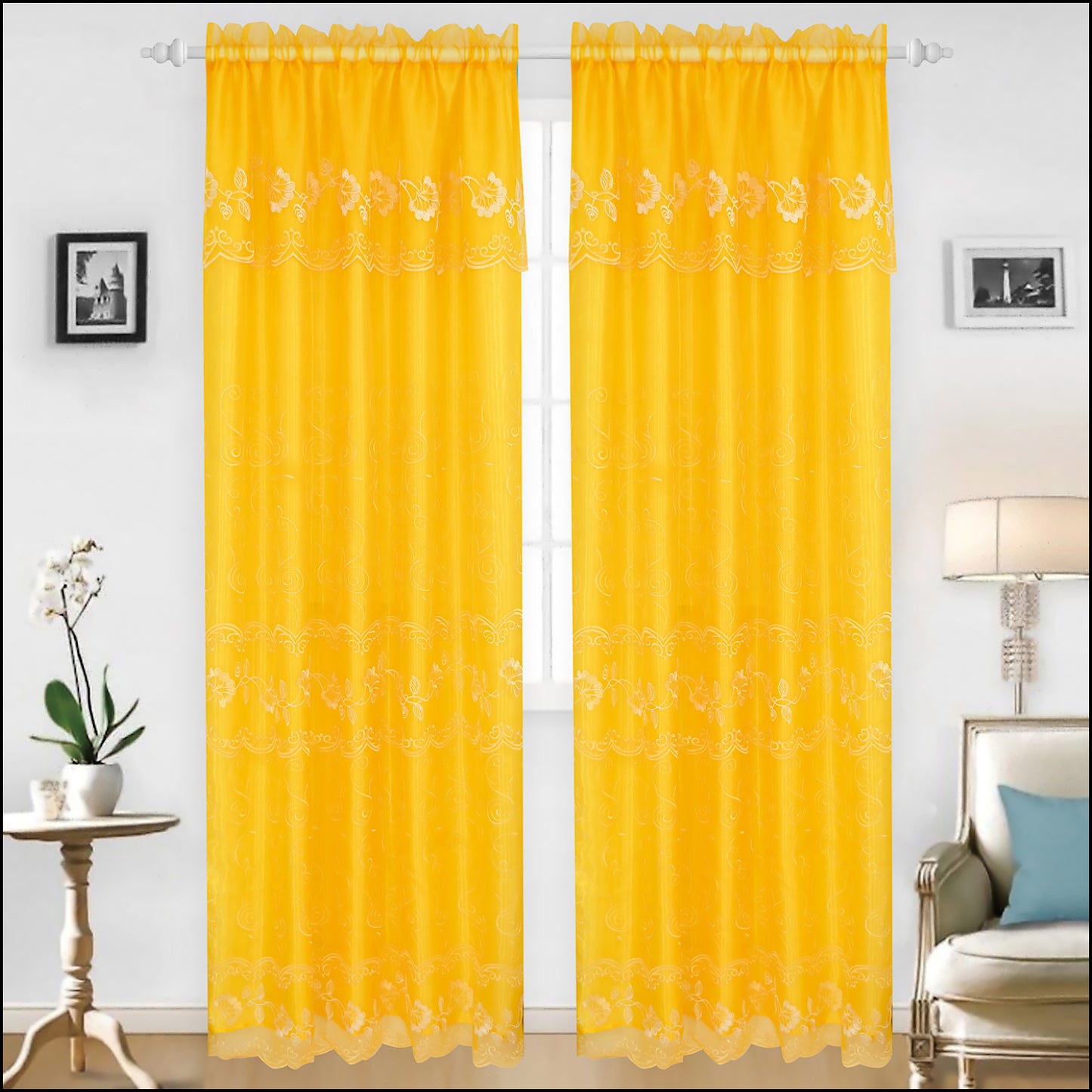 Bridget - Embroidered Panel With Backing - Set of Two - Assorted Colors - Glory Home Design