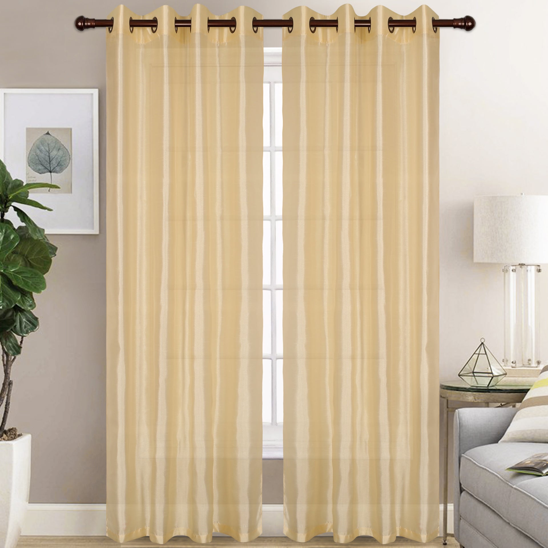 Christina - Faux Silk Semi Sheer Panel - Set of Two - Assorted Colors - Glory Home Design
