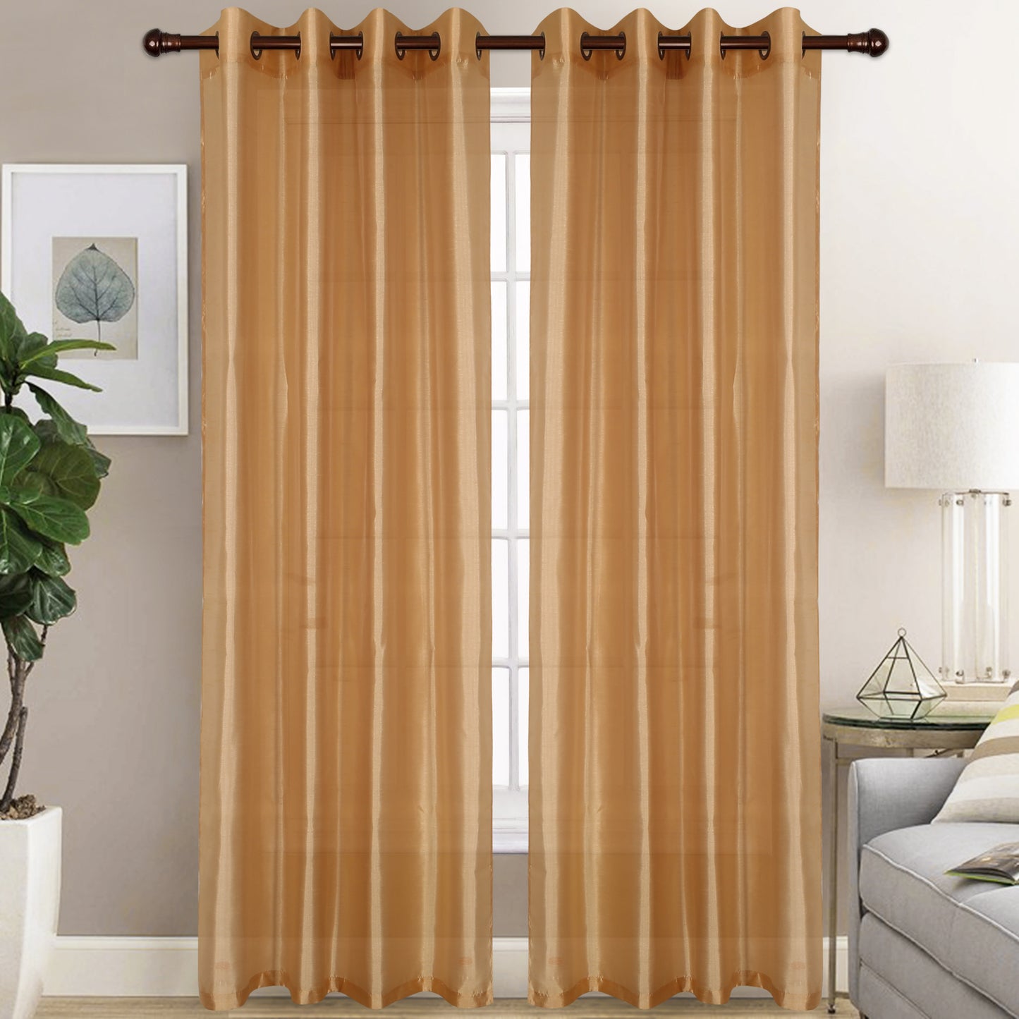 Christina - Faux Silk Semi Sheer Panel - Set of Two - Assorted Colors - Glory Home Design