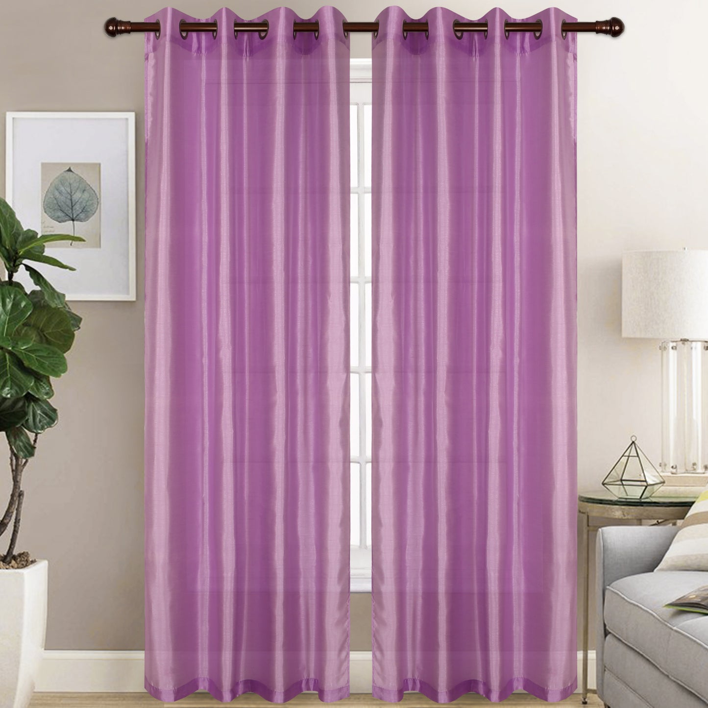 Christina - Faux Silk Semi Sheer Panel - Set of Two - Assorted Colors - Glory Home Design