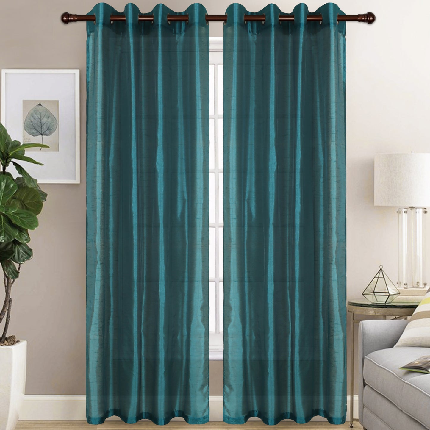 Christina - Faux Silk Semi Sheer Panel - Set of Two - Assorted Colors - Glory Home Design