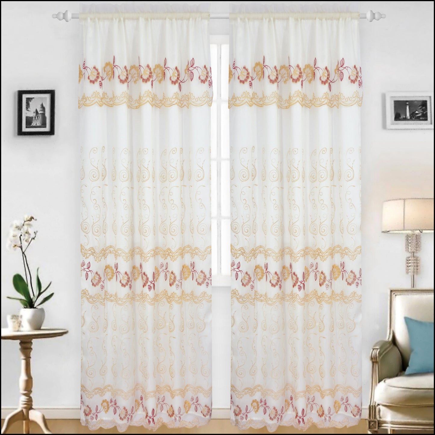 Bridget - Embroidered Panel With Backing - Set of Two - Assorted Colors - Glory Home Design